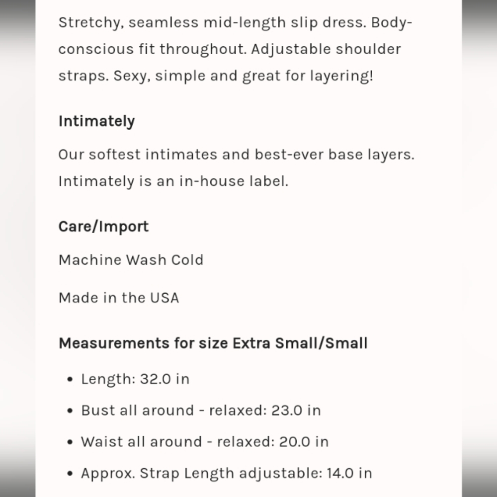 BRAND NEW Intimately Free People Black Tea Length Seamless Slip Dress Size XS/S - Picture 4 of 9